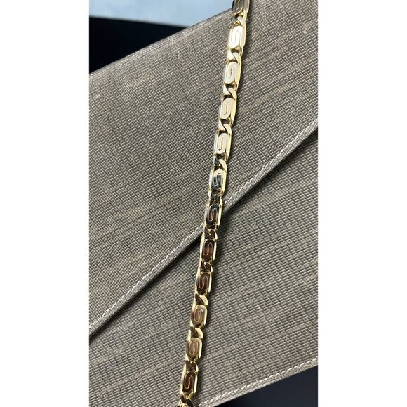 GIORGIO ARMANI OLIVE GOLD CHAIN EVENING ENVELOPE BAG - Picture 8 of 13